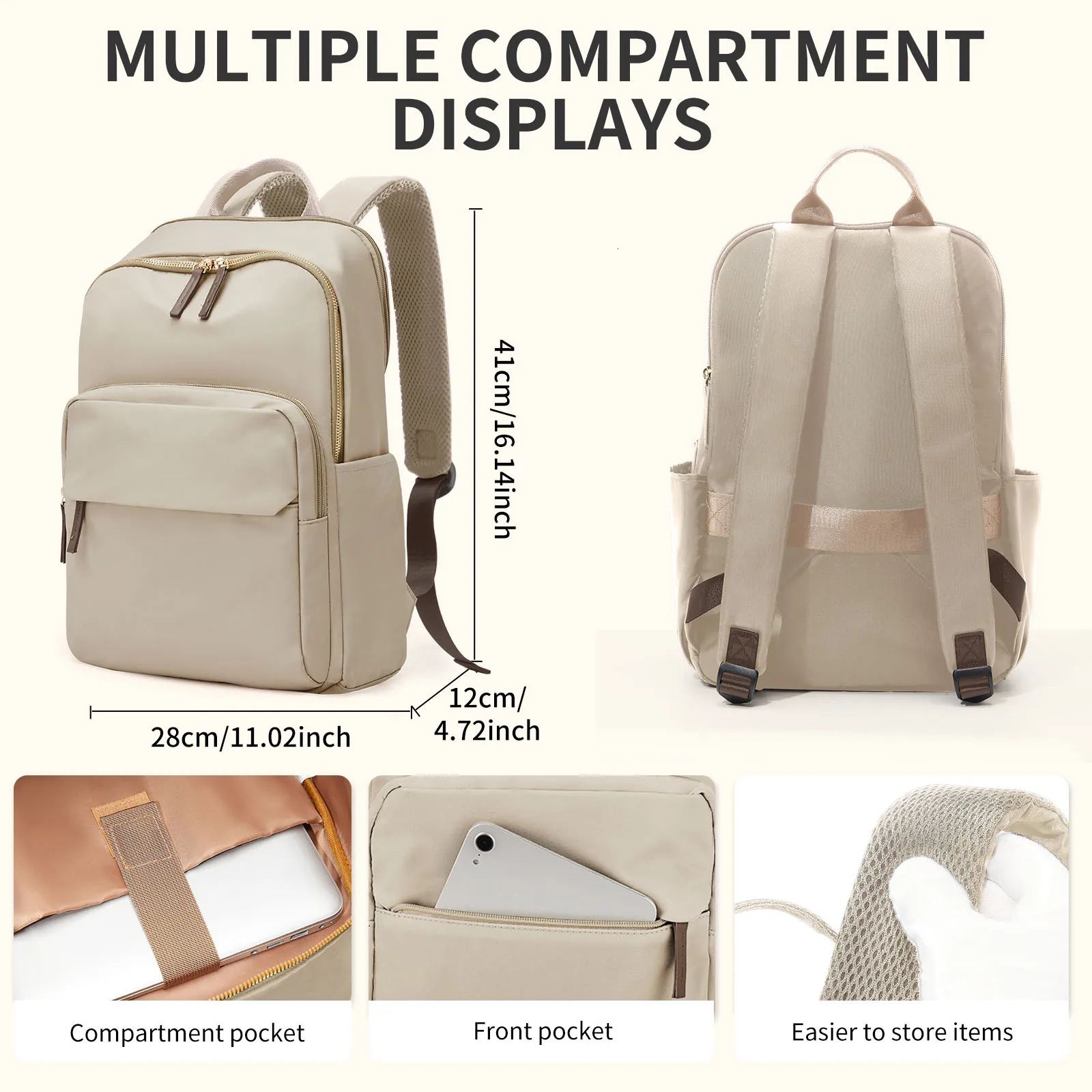 Simple Large Capacity Backpack Women Travel Business Teacher Laptop Shoulder Bag Girl School Student Purse y260615 - view 3
