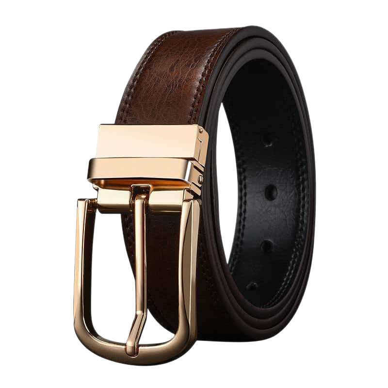 Men's Fashion Casual Double-Ended Leather Belt with Stud Clasp, Versatile and Stylish, Perforated Design, Wholesale Available C260606