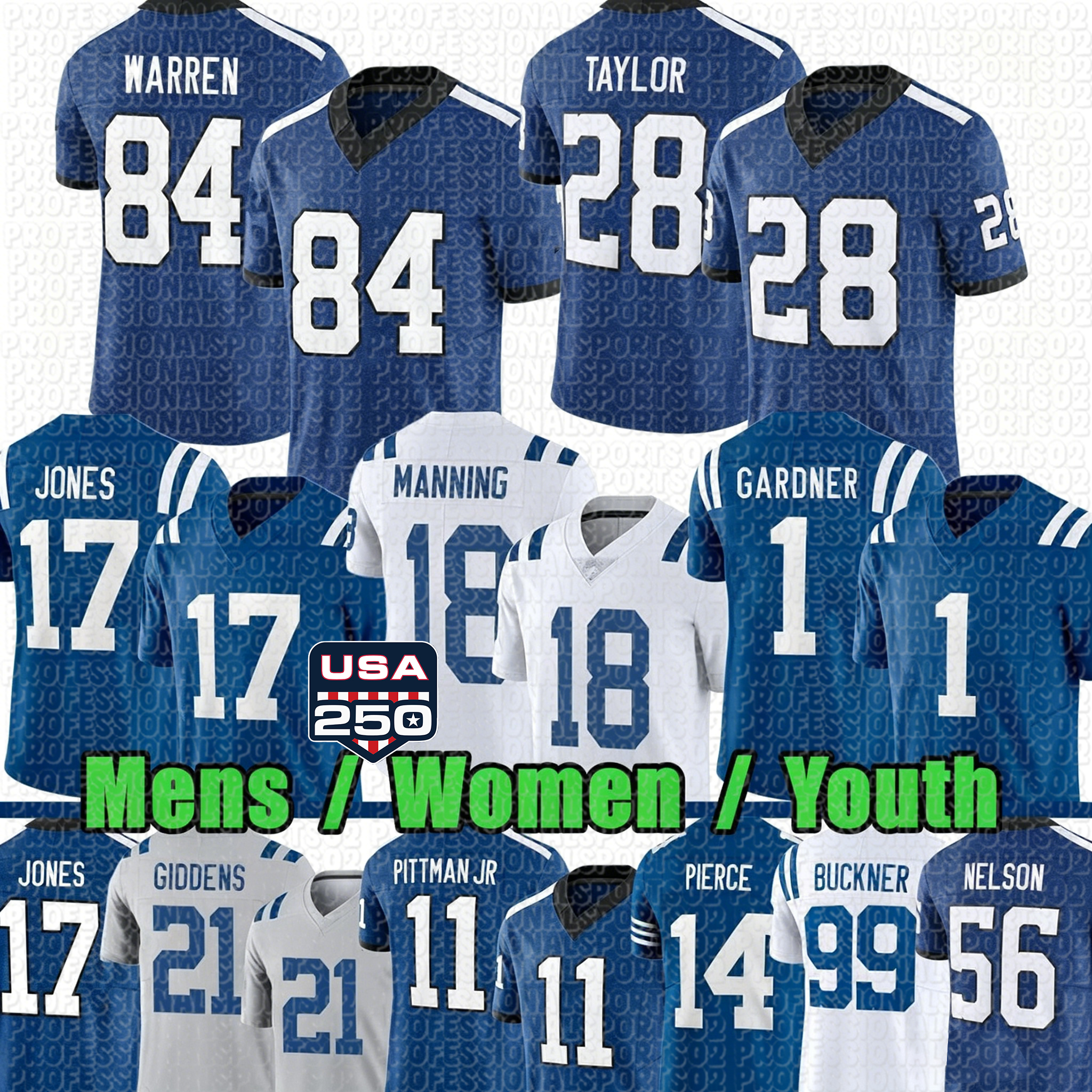 Coltss jersey Anthony Richardson Jonathan Taylor Michael Pittman Jr. #56 Nelson #99 DeForest Buckner Laiatu Latu Football Jerseys