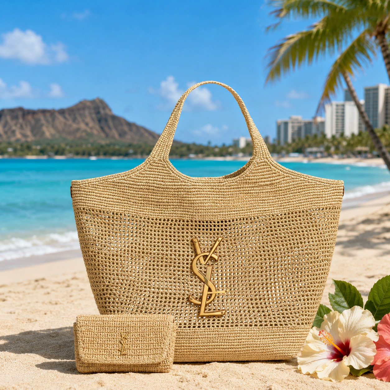 Hawaiian Vacation Beach Bags Woven Bags Designer Bags Tote Bags Raffia Bags Large Capacity Shopping Bags Fashionable Shoulder Bags Women's Classic Summer Bags