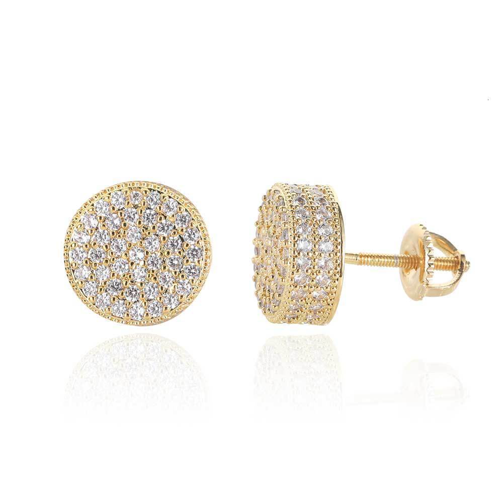 Hip-hop round zircon stud earrings with silver pins womens jewelry niche simple accessory 251212
