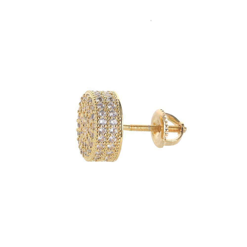 Hip-hop round zircon stud earrings with silver pins womens jewelry niche simple accessory 251212