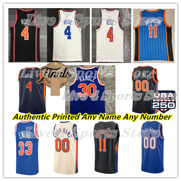 Printed Jalen Brunson Basketball Jerseys New Yorks Karl Anthony Towns Mikal Bridges OG Anunoby KnicksS Josh Hart Miles McBride Clarkson Guerschon Yabusele Shirts