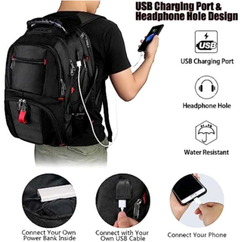Computer backpack with large capacity and multiple functions - USB dual-shoulder bag - Multi-functional travel bag R260612