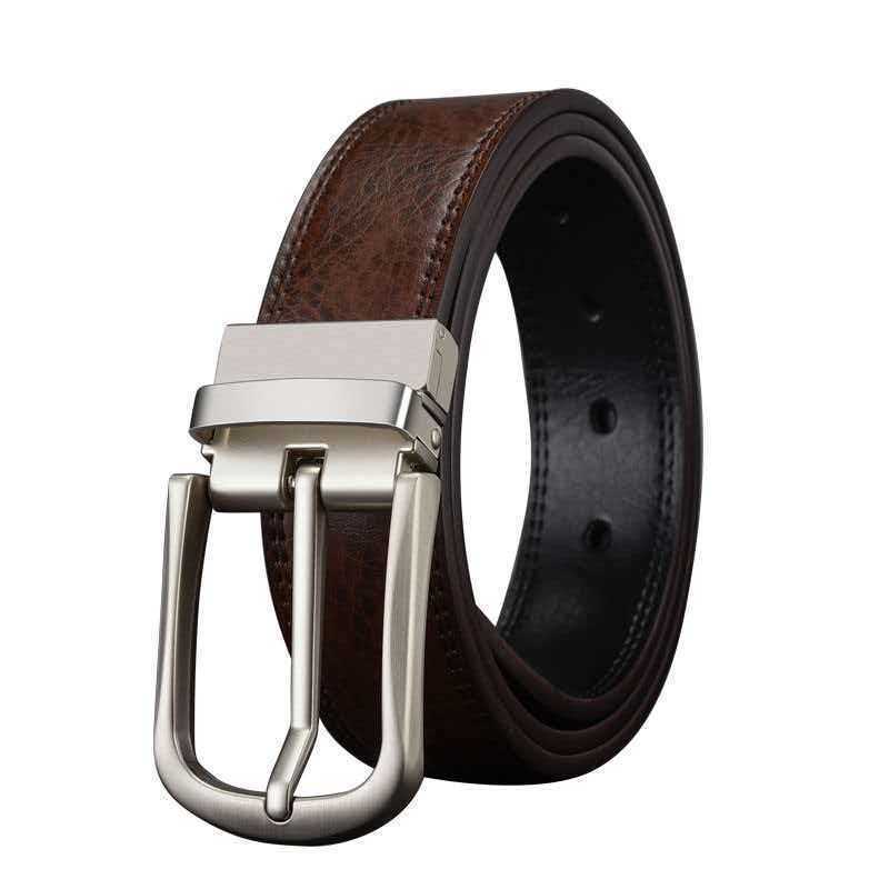 Men's Fashion Casual Double-Ended Leather Belt with Stud Clasp, Versatile and Stylish, Perforated Design, Wholesale Available C260606