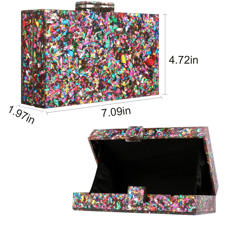 2026 Acrylic Purses and Handbags for Women Multicolor Perspex Geometric Patterns Box Clutch Banquet Evening Crossbody Handbag 260625 - view 5