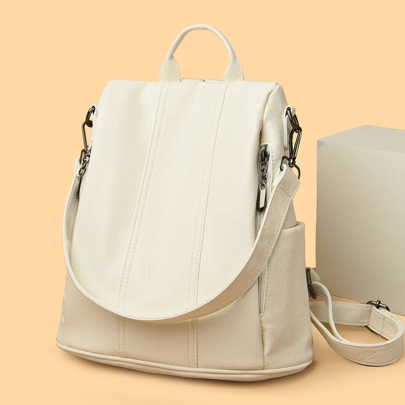 Anti theft Backpack Purses High Quality Soft Leather Female Vintage Bag School Bags Travel Bagpack Ladies Bookbag Rucksack y260615 - view 6