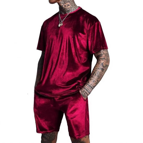 2025 Solid Color Sports Fitness Clothing Casual Running Short Sleeve Set DeRong