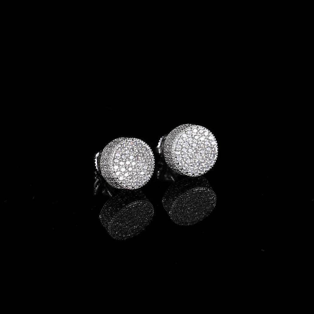 Hip-hop round zircon stud earrings with silver pins womens jewelry niche simple accessory 251212