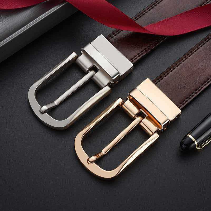 Men's Fashion Casual Double-Ended Leather Belt with Stud Clasp, Versatile and Stylish, Perforated Design, Wholesale Available C260606