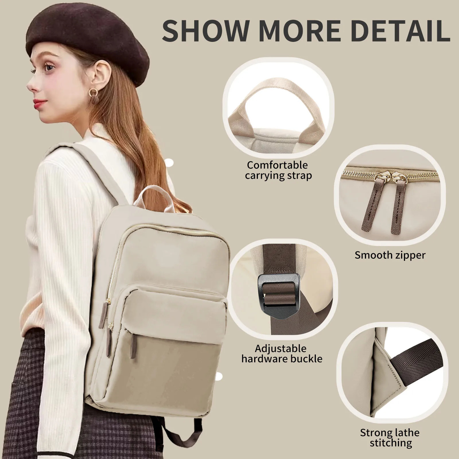 Simple Large Capacity Backpack Women Travel Business Teacher Laptop Shoulder Bag Girl School Student Purse y260615 - view 6