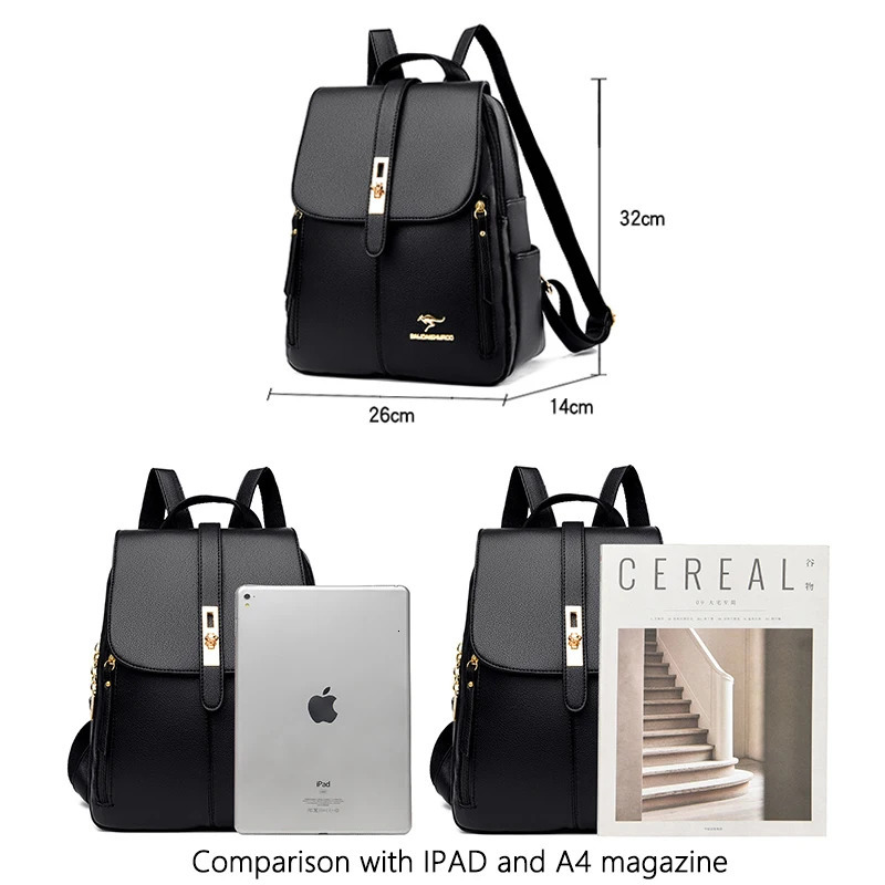 y Women Leather Backpacks for Girls Sac A Dos Casual Daypack Black Vintage Backpack School Bags Mochila Rucksack y260615 - view 3
