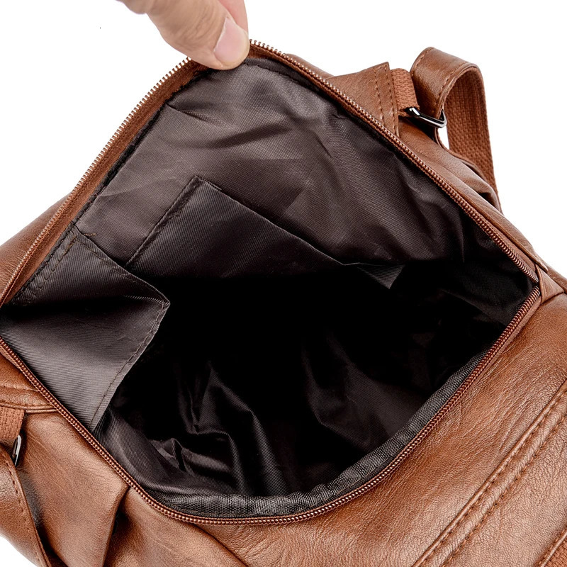 Anti theft Backpack Purses High Quality Soft Leather Female Vintage Bag School Bags Travel Bagpack Ladies Bookbag Rucksack y260615 - view 7