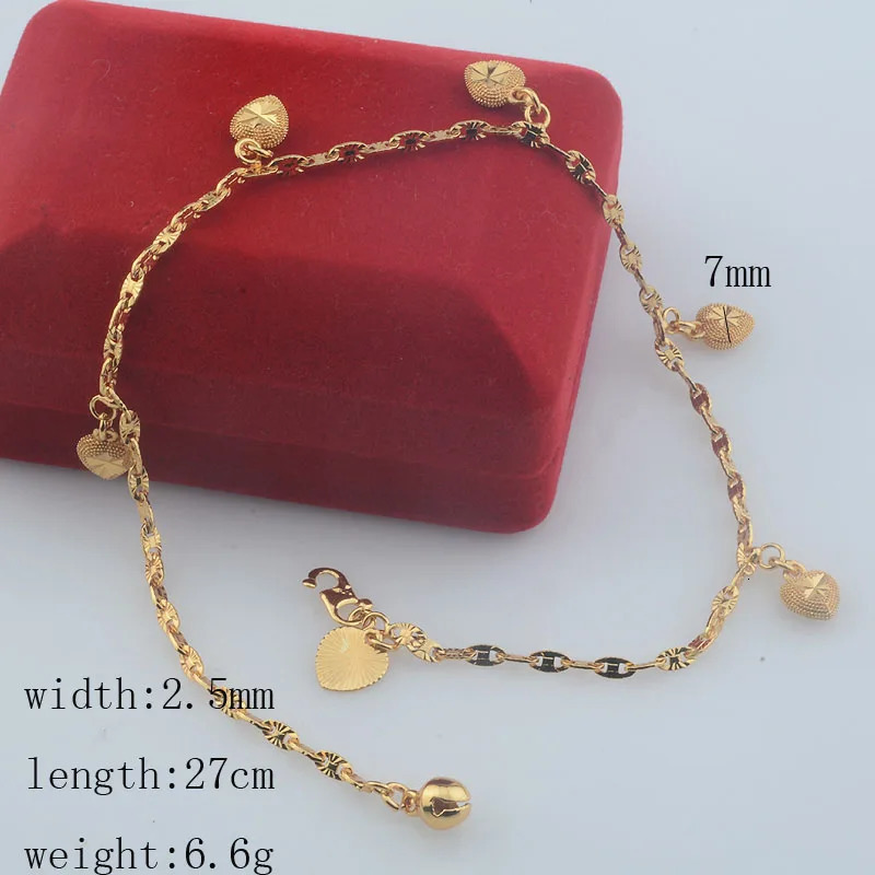 Seval Style Women Ladies Yellow Gold Color Link Ball Heart Anklets Chains 260611BJ - view 6