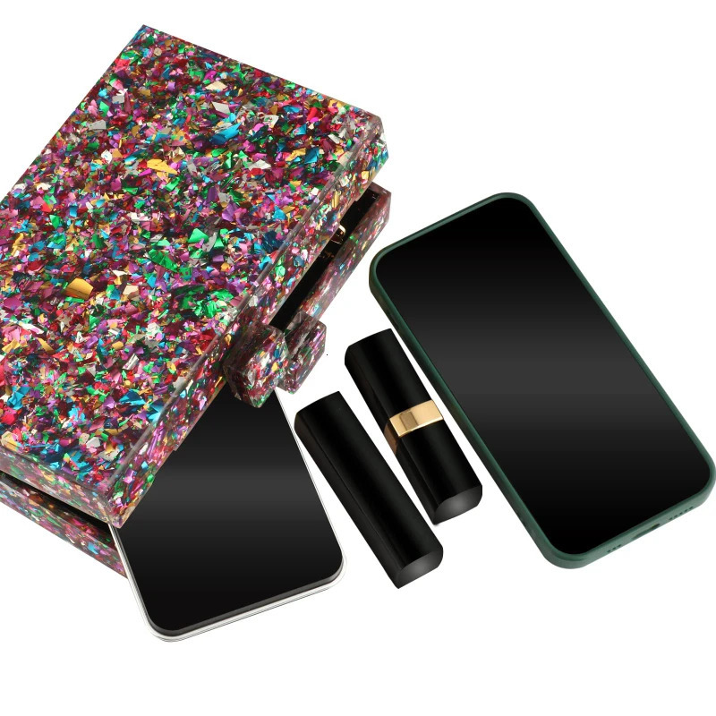 2026 Acrylic Purses and Handbags for Women Multicolor Perspex Geometric Patterns Box Clutch Banquet Evening Crossbody Handbag 260625 - view 6