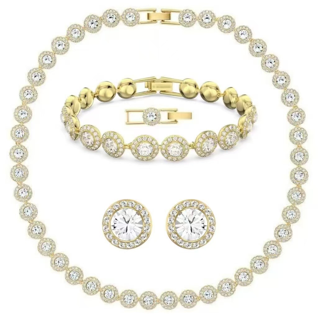 High quality classic brand designer Roman round button full diamond necklace, with dazzling feminine charm. Popular items come with original cloth bags as gifts