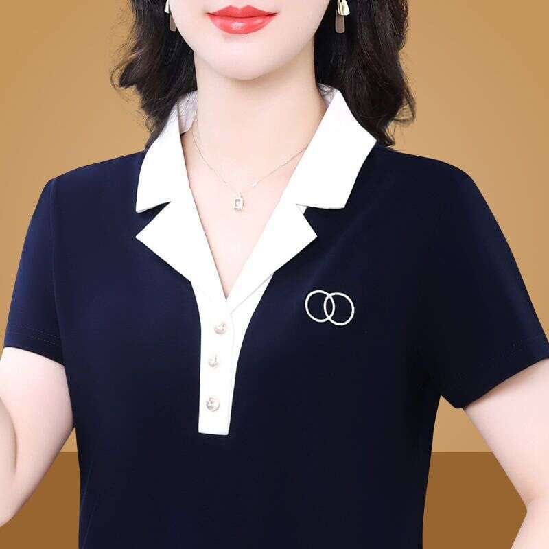 Women S Thin Loose Breathable Casual Polo Shirt With Turn Down Collar And Short Sleeves - view 4