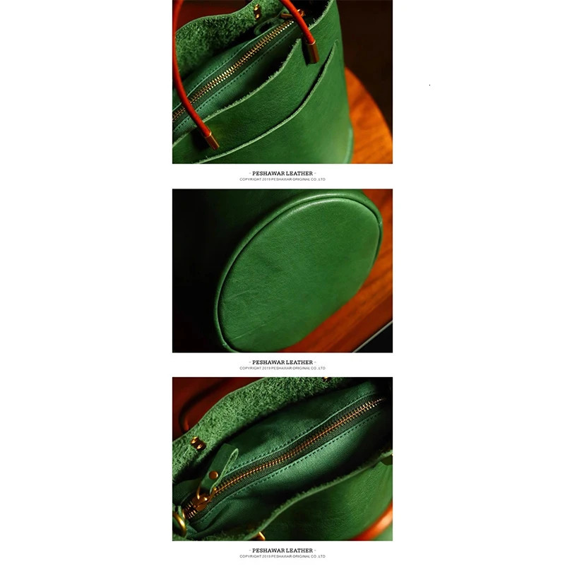 Japanese Green Bucket Bag Fashion Handbag Simple Versatile Pu Leather Trendy Womens Bag Exquisite Hardware Zipper Handbag a260625 - view 7