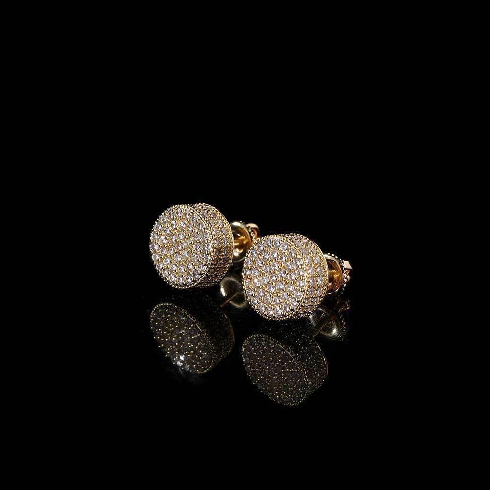 Hip-hop round zircon stud earrings with silver pins womens jewelry niche simple accessory 251212