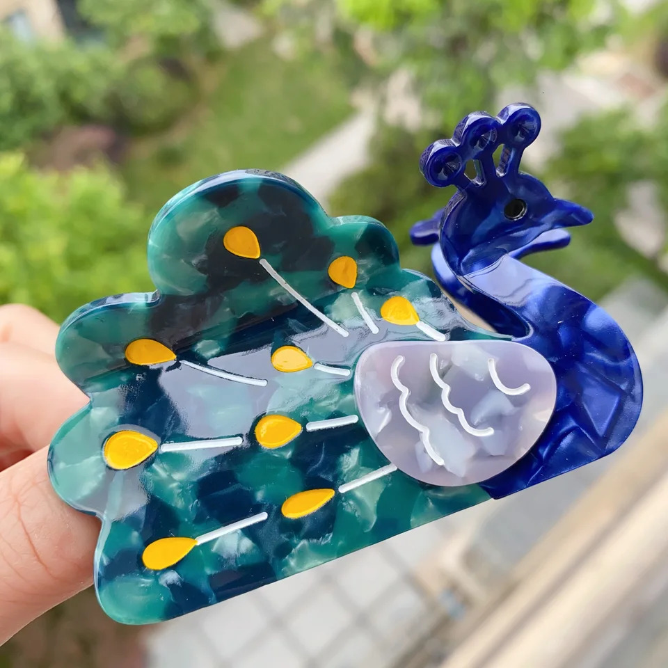Peacock Acetate Hair Claw Clips Novelty Bird Shark for Women Girls Colorful 260612 - view 6