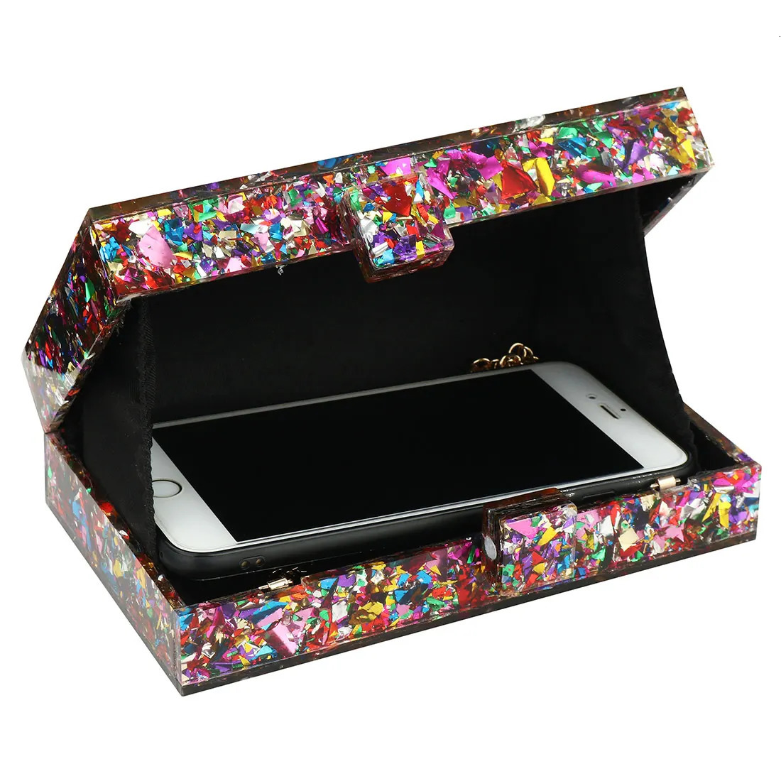 2026 Acrylic Purses and Handbags for Women Multicolor Perspex Geometric Patterns Box Clutch Banquet Evening Crossbody Handbag 260625 - view 7