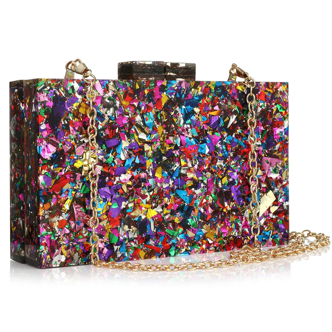2026 Acrylic Purses and Handbags for Women Multicolor Perspex Geometric Patterns Box Clutch Banquet Evening Crossbody Handbag 260625 - view 3