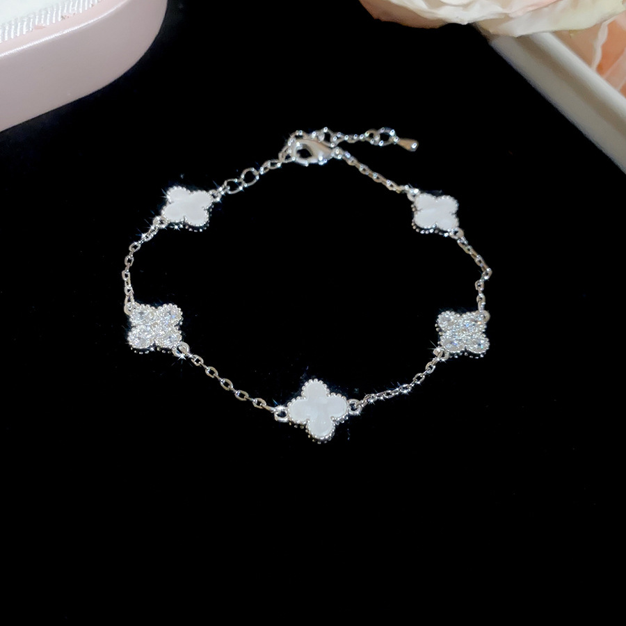2026 New Zircon Lucky Flower Bracelet Ring Set, Fresh and Sweet Hand Jewelry with Unique Design - view 5