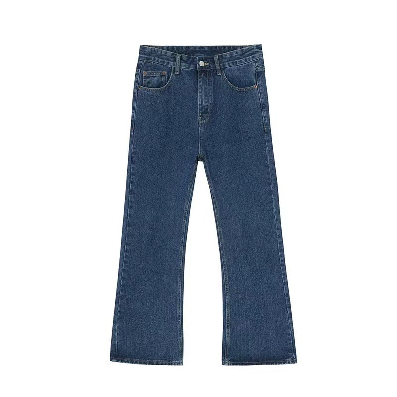 Vintage American Style Versatile Micro-flared Jeans Casual Distressed Zippered Trousers Trendy Streetwear For Men Women 240821