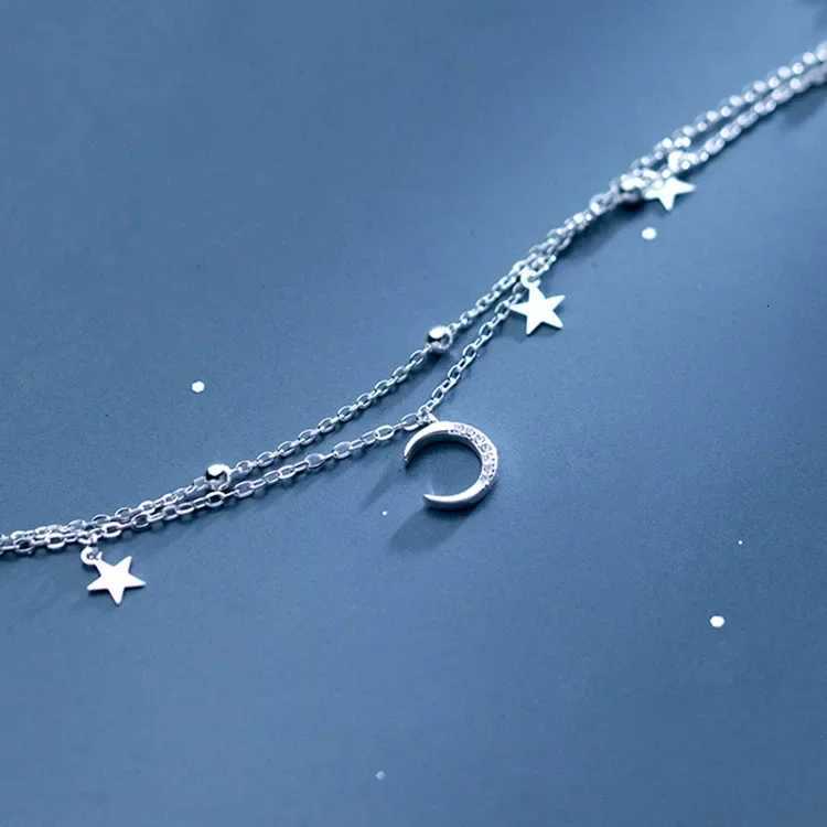 Moon 925 Star Sterling Silver Bracelets For Women Fashion Korean Crystal Double Layer Charm Party Jewelry Gift M260613 - view 7
