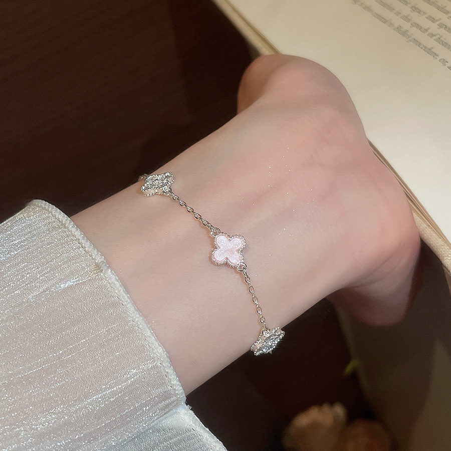 2026 New Zircon Lucky Flower Bracelet Ring Set, Fresh and Sweet Hand Jewelry with Unique Design - view 4