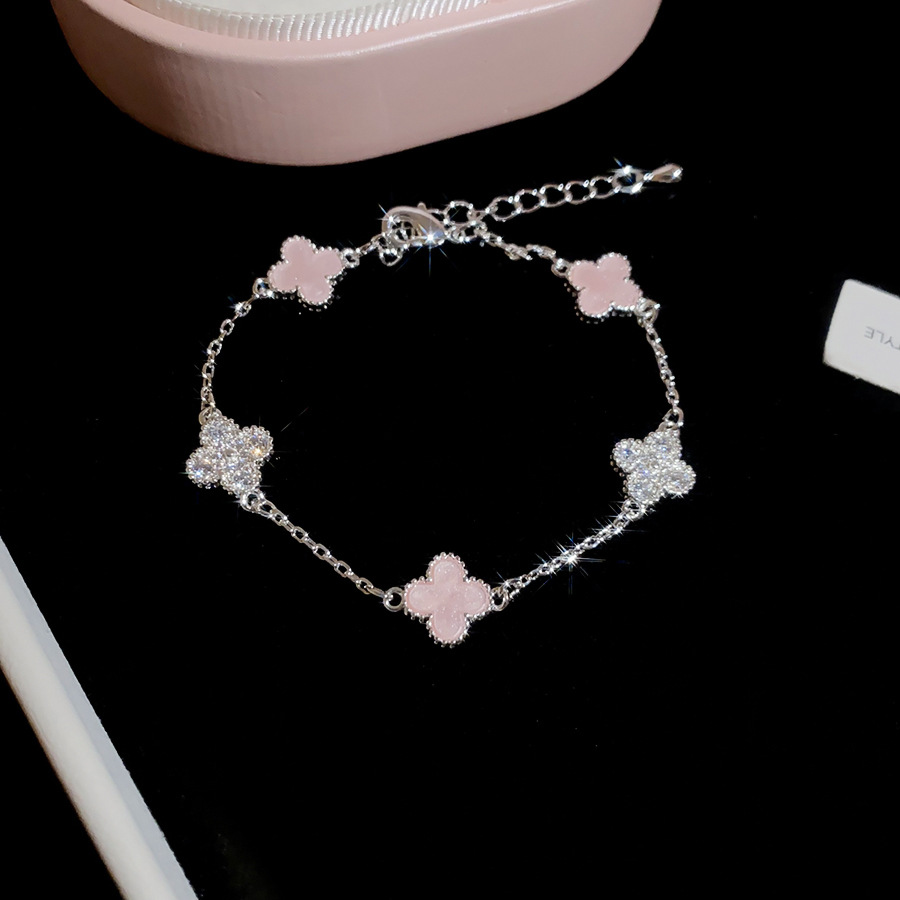 2026 New Zircon Lucky Flower Bracelet Ring Set, Fresh and Sweet Hand Jewelry with Unique Design - view 7