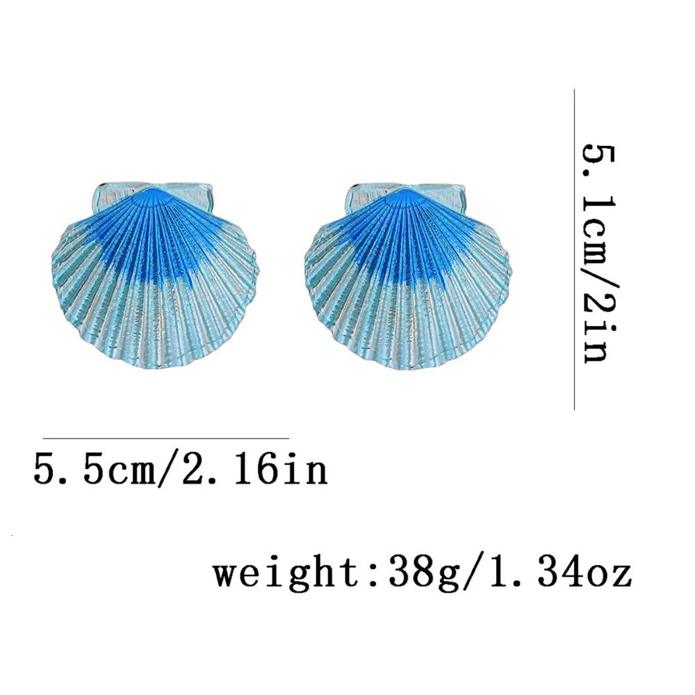 Bohemian Gradient Blue Seashell Drop Earrings for Women Summer Beach Vacation Jewelry 260612 - view 7