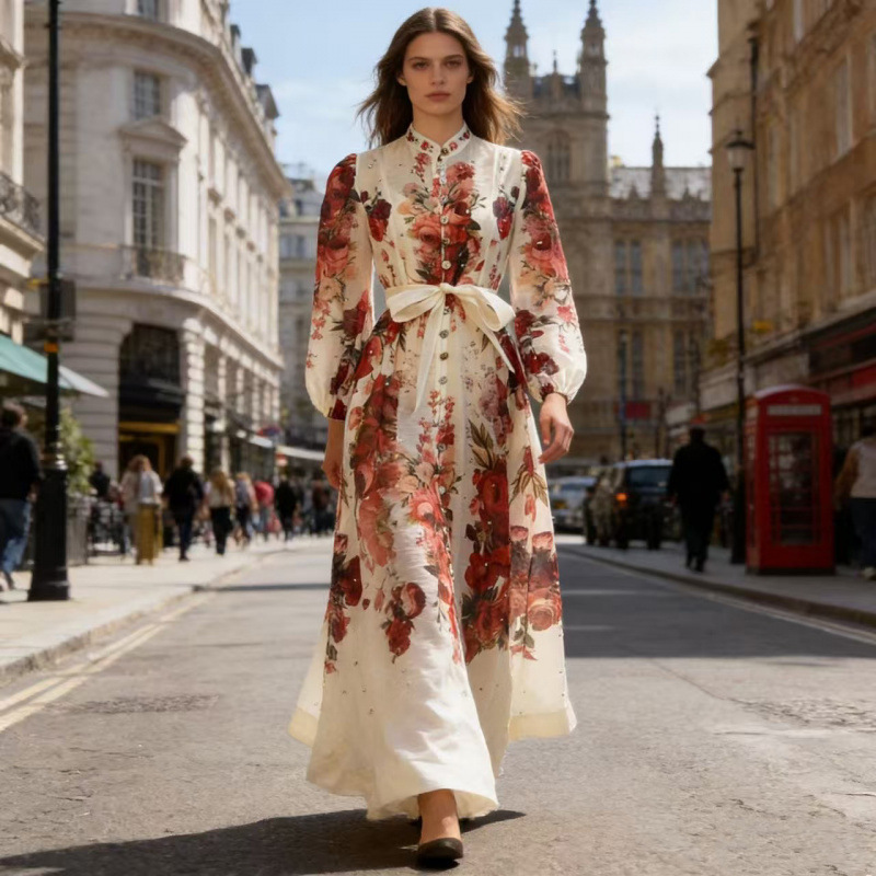 Retro Printed Shirt High Waist Skirt Set Women Elegant Single Breasted Shirts Long Skirts Sets Lady 2025 Chic Street Beach Party 250819