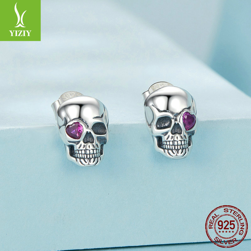 U7 Skull Stud Earrings Vintage Halloween Gothic Jewelry Stainless Steel Grunge Punk Cool Goth Studs for Men Women Gifts 260302