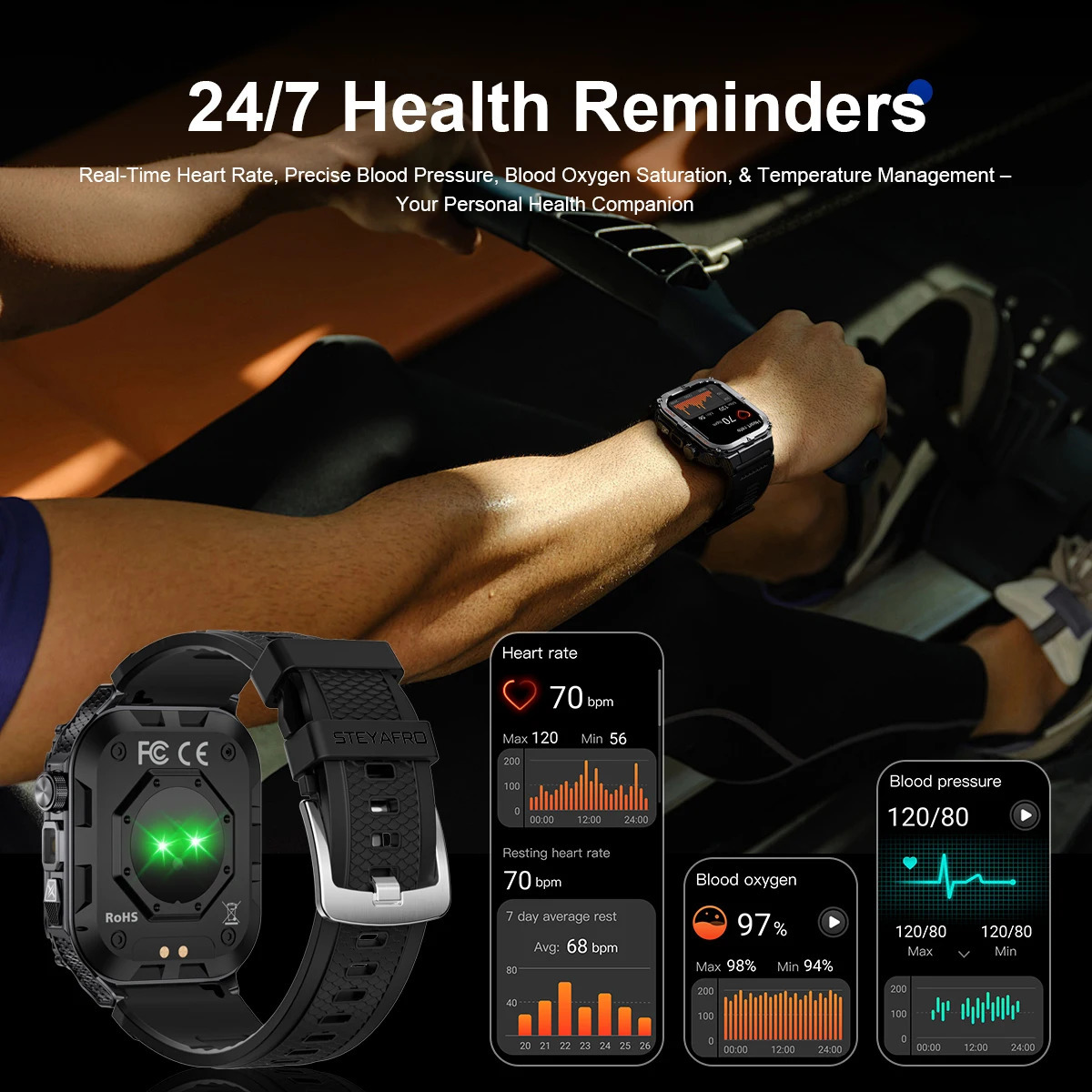 2026 Mens Smart Watch Flashlight Sports Trajectory Multi functional Reminder 3D Dynamic Dial Outdoor Fitness Smart Watch 260611