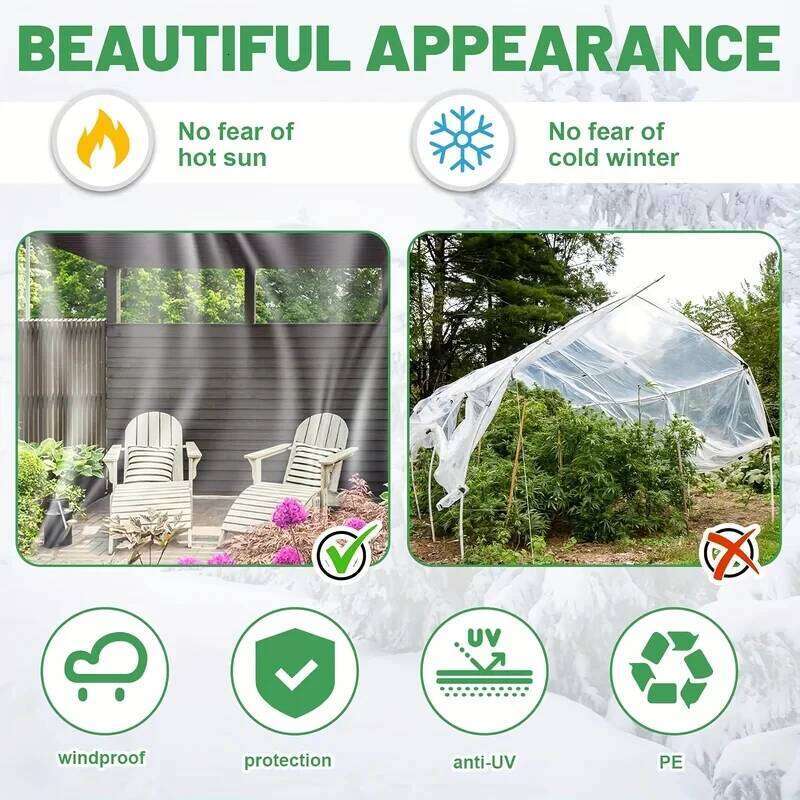 Clear Waterproof Tarps with Grommets - Multi-Use Cover for Patio, Camping, Plant Protection Outdoor Multi-Purpose Tarp