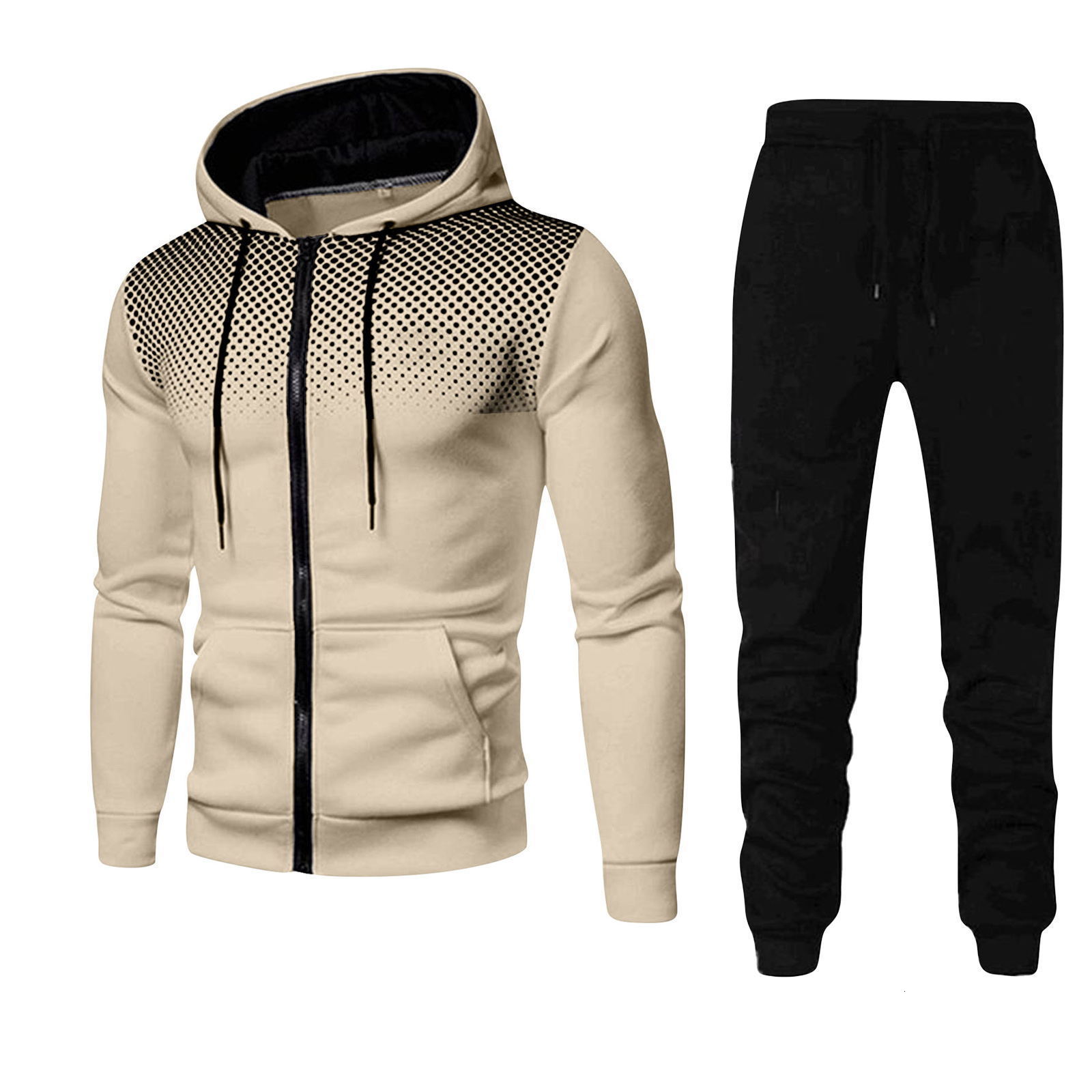 Autumn/Winter Zipper Hoodie Pants Set for Mens Fashion Warmth Leisure Running Fitness and Sports Two piece Set 240905