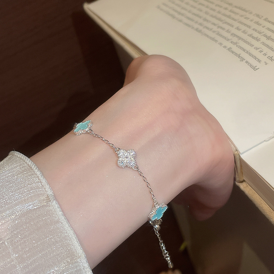 2026 New Zircon Lucky Flower Bracelet Ring Set, Fresh and Sweet Hand Jewelry with Unique Design - view 6