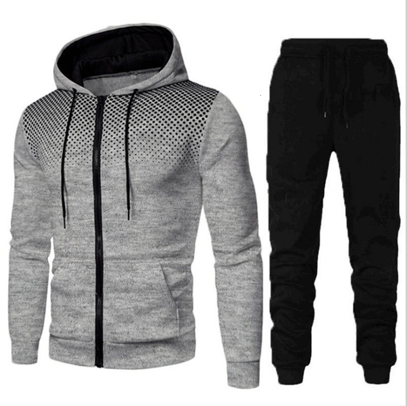 Autumn/Winter Zipper Hoodie Pants Set for Mens Fashion Warmth Leisure Running Fitness and Sports Two piece Set 240905
