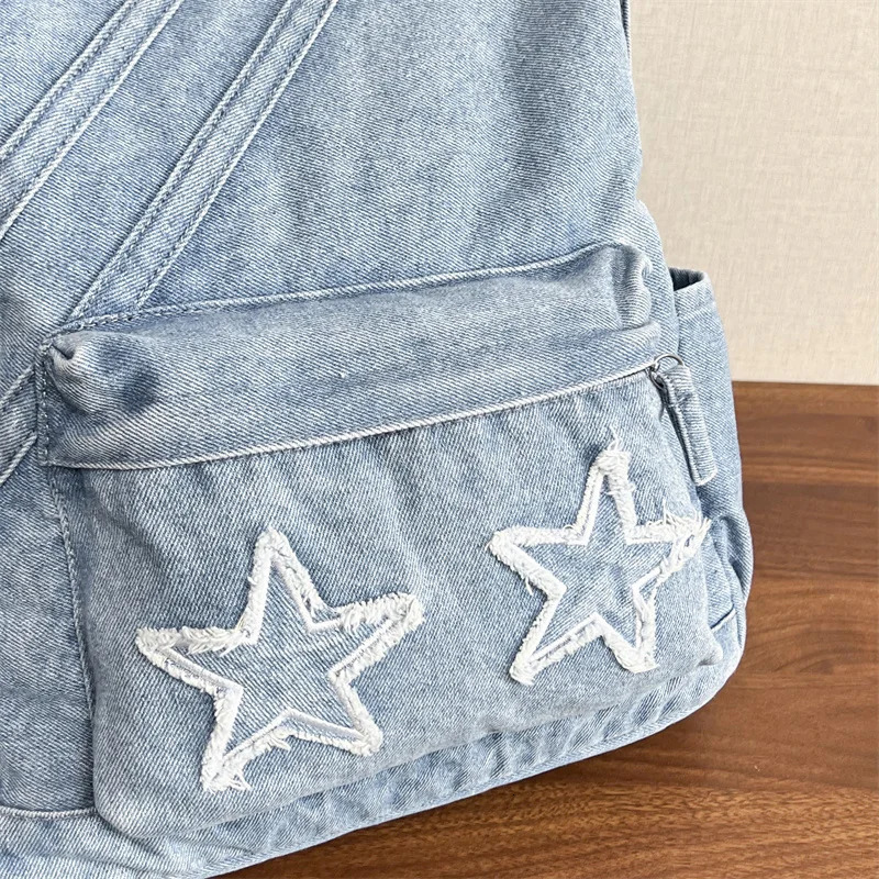 Vintage Denim Backpack for Women Large Capacity Jeans Shoulder Bag Female Daily School Laptop Simple n y260615 - view 6