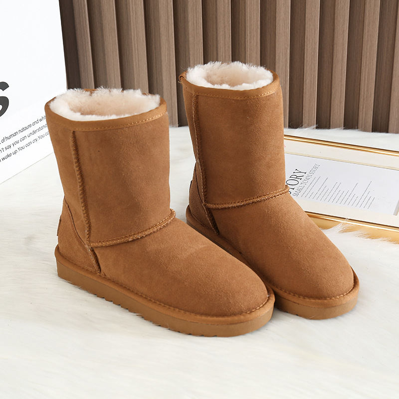 CE Free shipping luxury Snow Boots Winter new fur integrated snow boots with thick fleece and warm cotton shoes in the middle tube - view 6