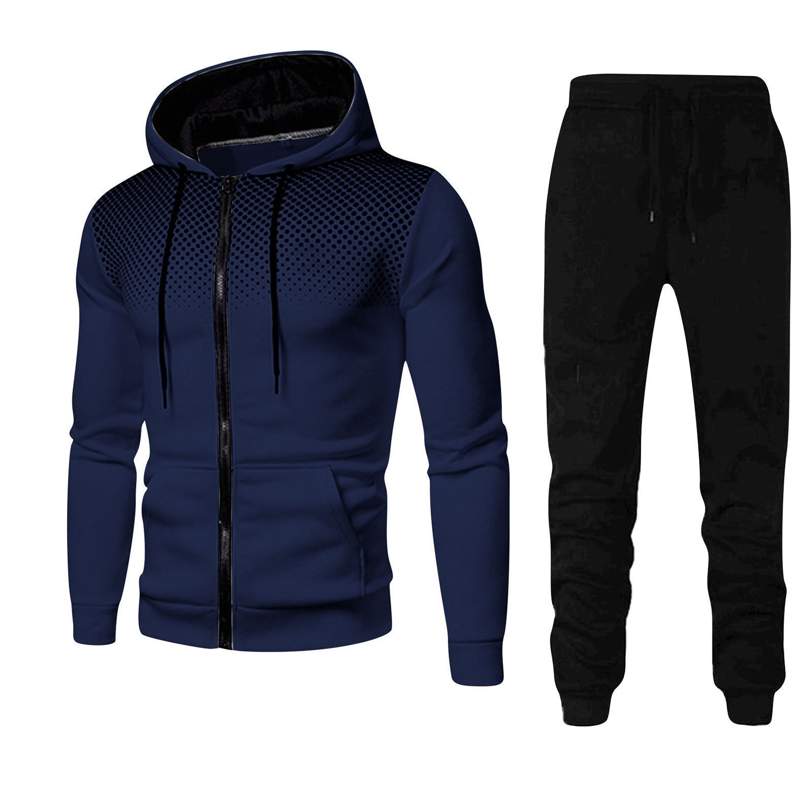 Autumn/Winter Zipper Hoodie Pants Set for Mens Fashion Warmth Leisure Running Fitness and Sports Two piece Set 240905