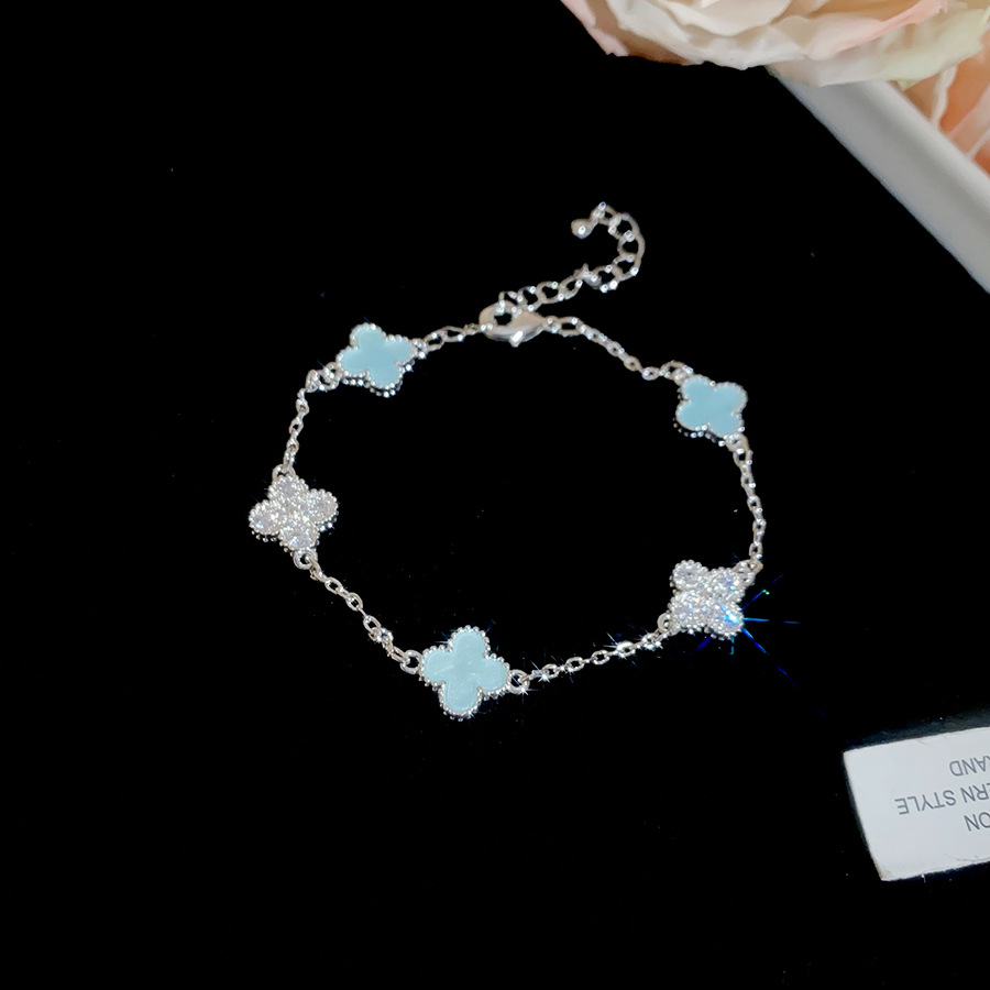 2026 New Zircon Lucky Flower Bracelet Ring Set, Fresh and Sweet Hand Jewelry with Unique Design - view 8