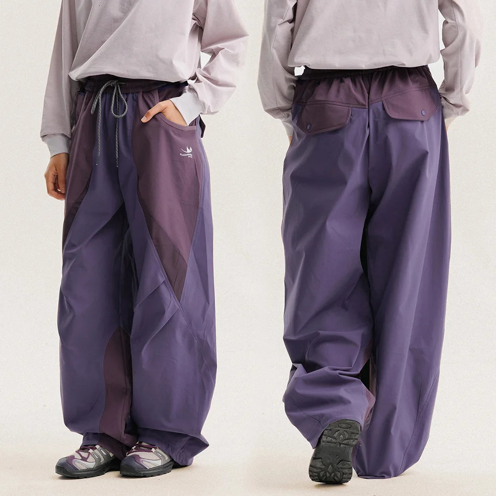 Men Outdoor Lightweight Quick Dry Ultra Loose Casual Splice Wide Leg Techwear Track Cargo Pants Women Streetwear Baggy Trousers 260612 - view 3