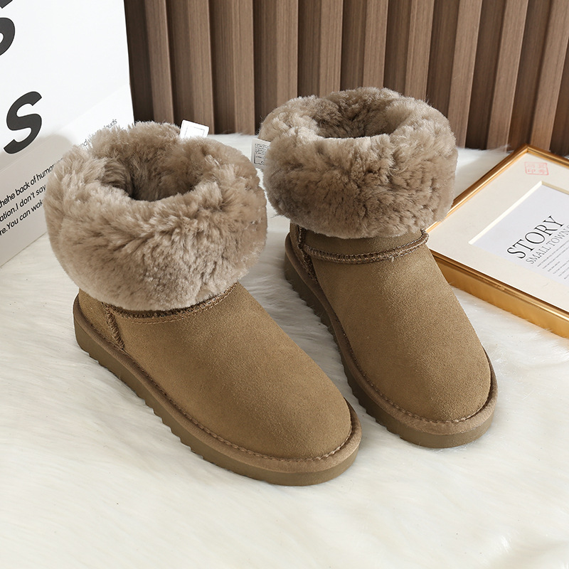 CE Free shipping luxury Snow Boots Winter new fur integrated snow boots with thick fleece and warm cotton shoes in the middle tube - view 9