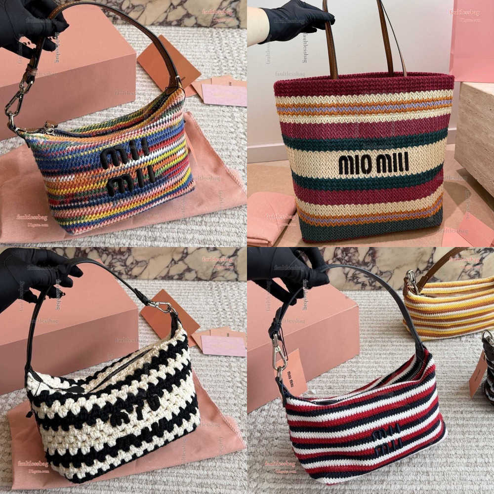 High quality Totes Designer Classics Rainbow Raffia Tote Crossbody Weave Bag Summer School Beach Travel Handbag shoulder new nn Woven bag