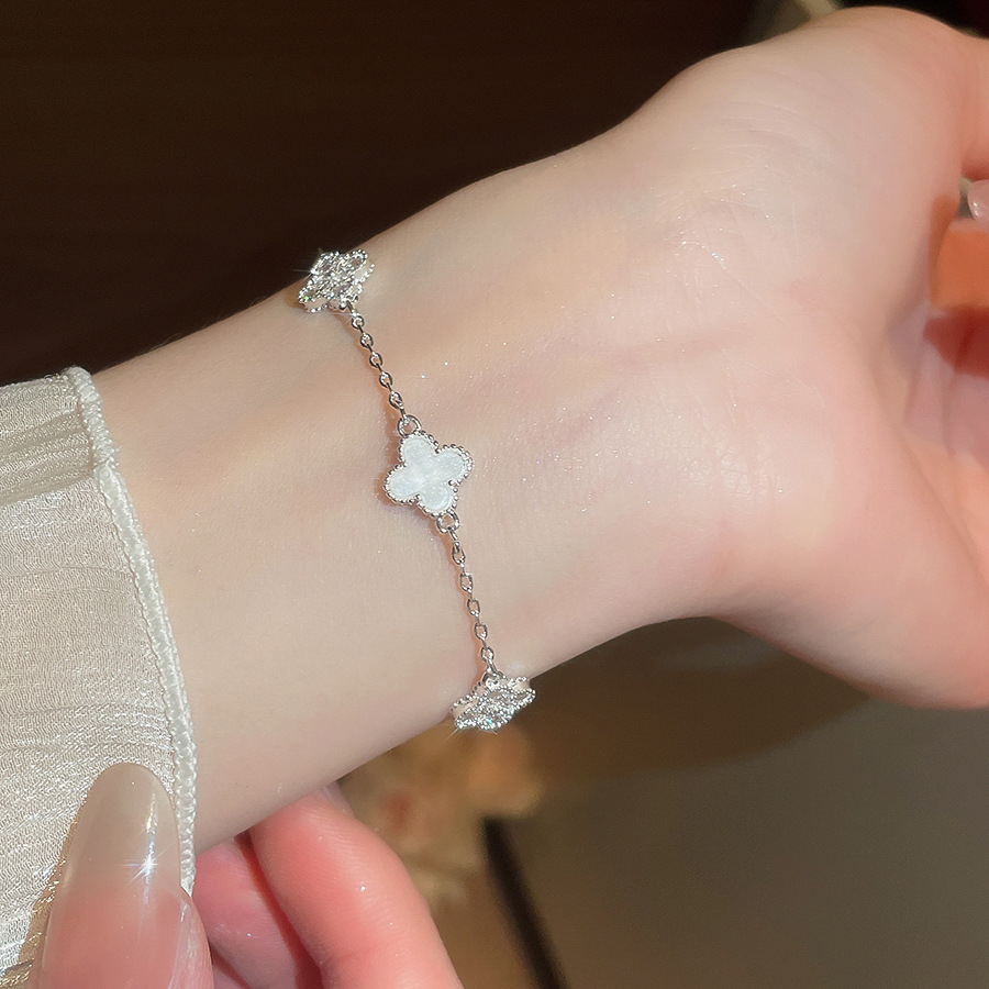 2026 New Zircon Lucky Flower Bracelet Ring Set, Fresh and Sweet Hand Jewelry with Unique Design - view 3