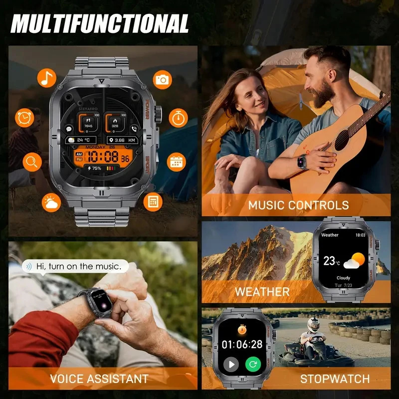 2026 Mens Smart Watch Flashlight Sports Trajectory Multi functional Reminder 3D Dynamic Dial Outdoor Fitness Smart Watch 260611