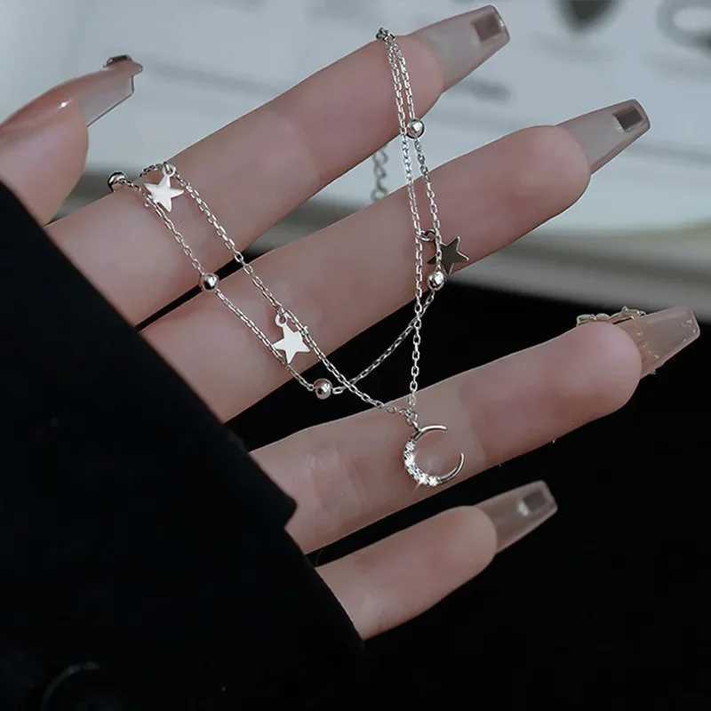 Moon 925 Star Sterling Silver Bracelets For Women Fashion Korean Crystal Double Layer Charm Party Jewelry Gift M260613 - view 5