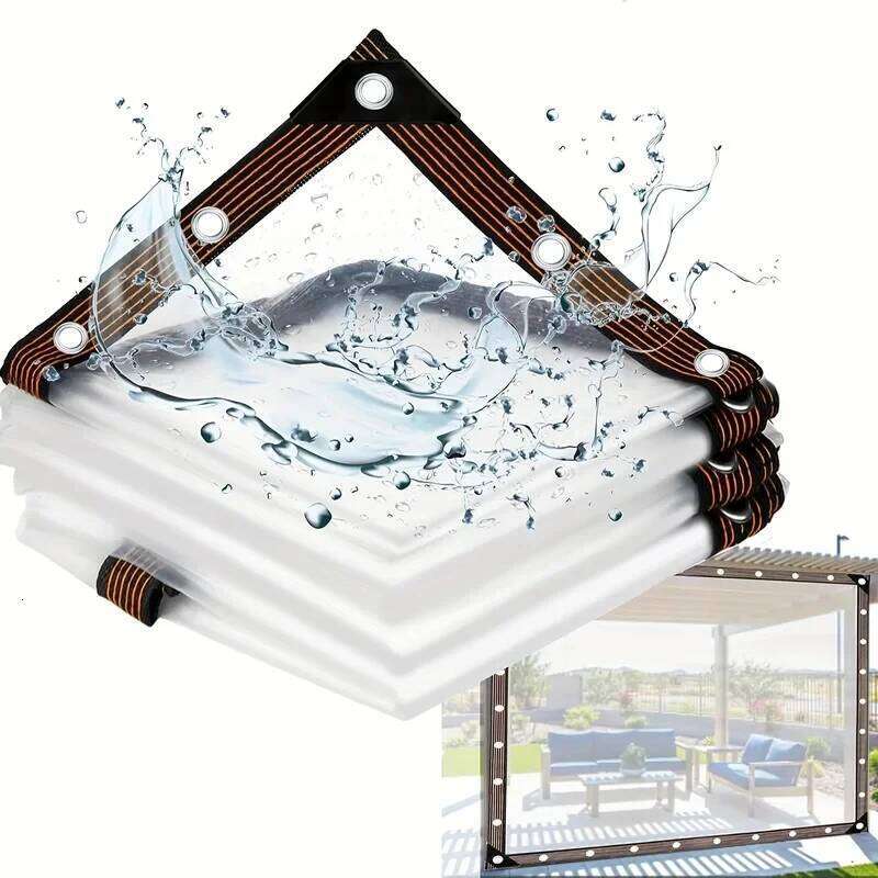 Clear Waterproof Tarps with Grommets - Multi-Use Cover for Patio, Camping, Plant Protection Outdoor Multi-Purpose Tarp